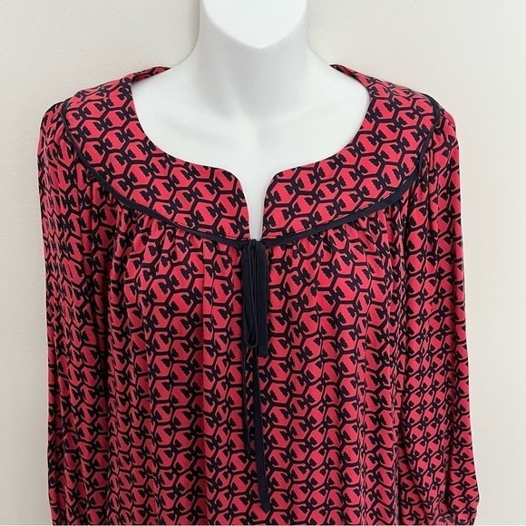 Vineyard Vines Womens Patterned Top Size M Pink Navy - Picture 2 of 6
